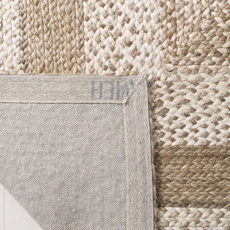 Vincent Natural Fiber Hand Woven Jute And Cotton With Latex Solid Color Rug, Runner 2'6" x 12'