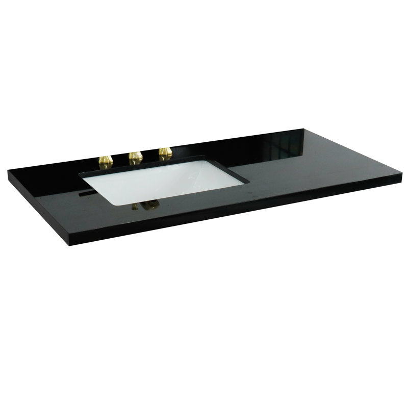 Plateau de meuble-lavabo simple 43 po avec lavabo, Granite noir Galaxy