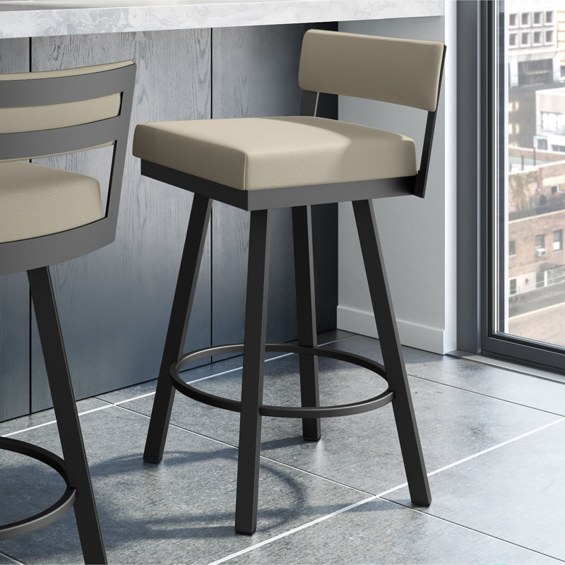 Tabouret de bar et de comptoir pivotant Lowndesboro, Noir, noir, noir, noir, Grège