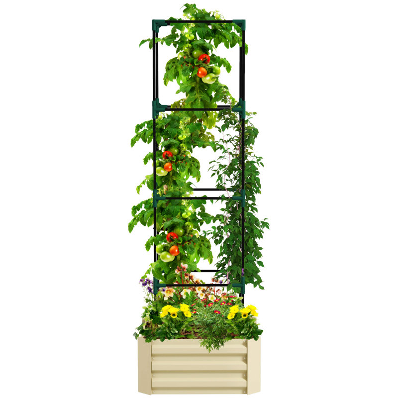 Outsunny Galvanized Raised Garden Bed, White