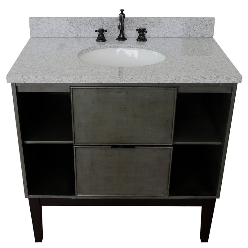 Ensemble de meuble-lavabo simple 37 po, Granit gris