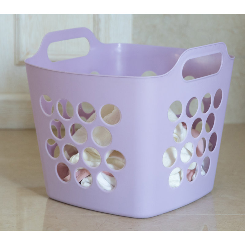 Panier à linge flexible en plastique avec poignées latérales, Mauve