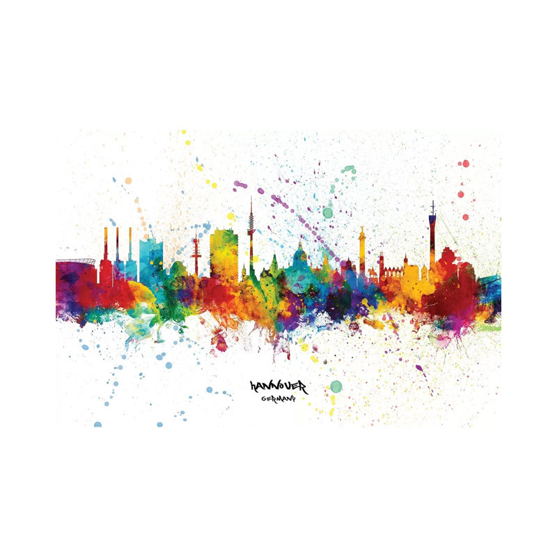 Hannover Germany Skyline Splash by Michael Tompsett - Wrapped Canvas Gallery-Wrapped Canvas Giclée, 20.32 cm H x 30.48 cm W
