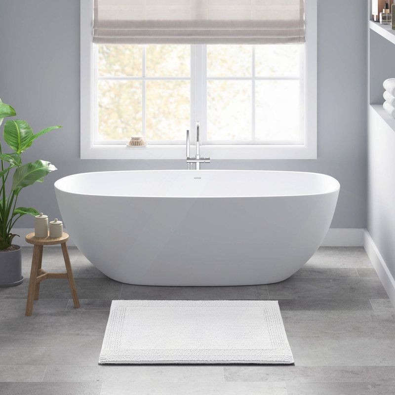 1 PCS 20X30" 100% Cotton Tufted 3000 GSM Reversible Bath Rug, White, Single - 30" L x 20" W