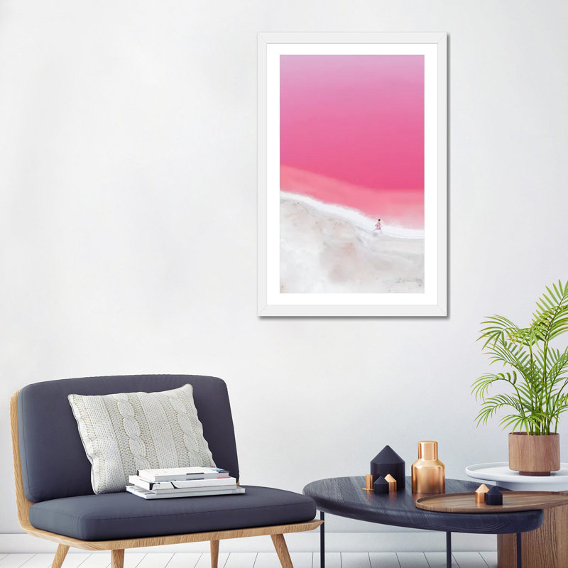 Reproduction d’art, "l’humeur rose en Hutt Lagoon I" par Hobopeeba, H 32 po x l 24 po x P 1 po, Papier encadré blanc, Blanc