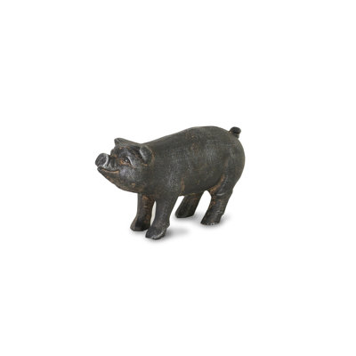 Duma 5" Black Cast Iron Pig Hand Painted Sculpture