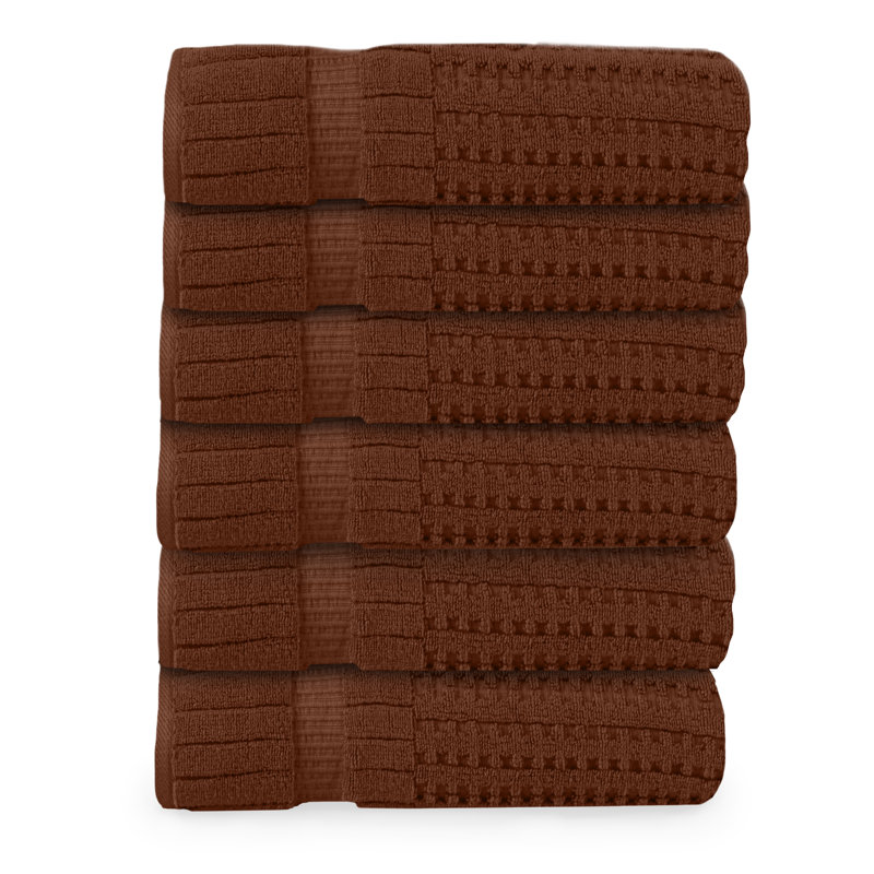 Ensemble de serviettes 6 pièces Willow - 100% coton peigné, 630 g / m² de qualité supérieure, chocolat, ultra doux et très absorbant (6 serviettes de bain)