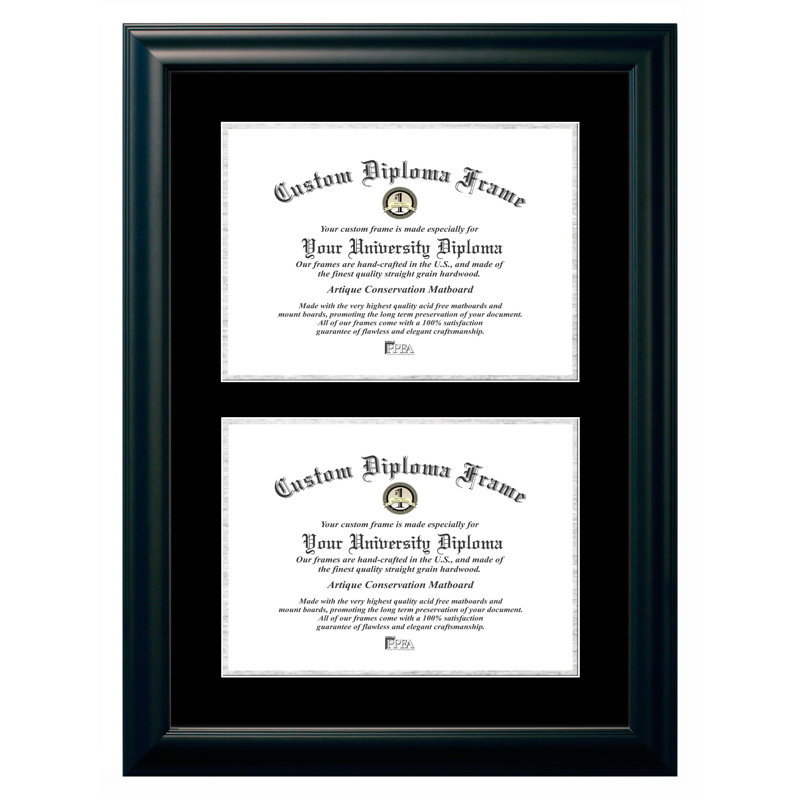 Cadre photo à double degré pour le certificat Nicki, 11 po x 14 po, Argent