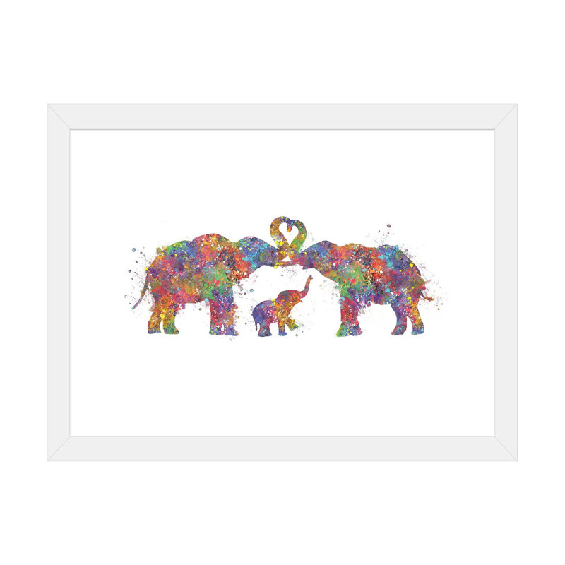 «Elephant Family» - reproduction, H 16 po x l 24 po x P 1 po, Papier blanc