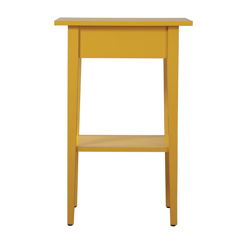 Yellow Particle Board Modern Nightstand with Drawer and Shelf