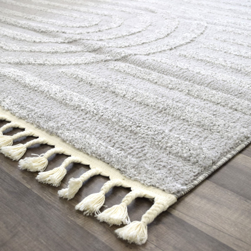 Machine Woven Polypropylene/Polyester Area Rug in Gray, Runner 2'6" x 8'
