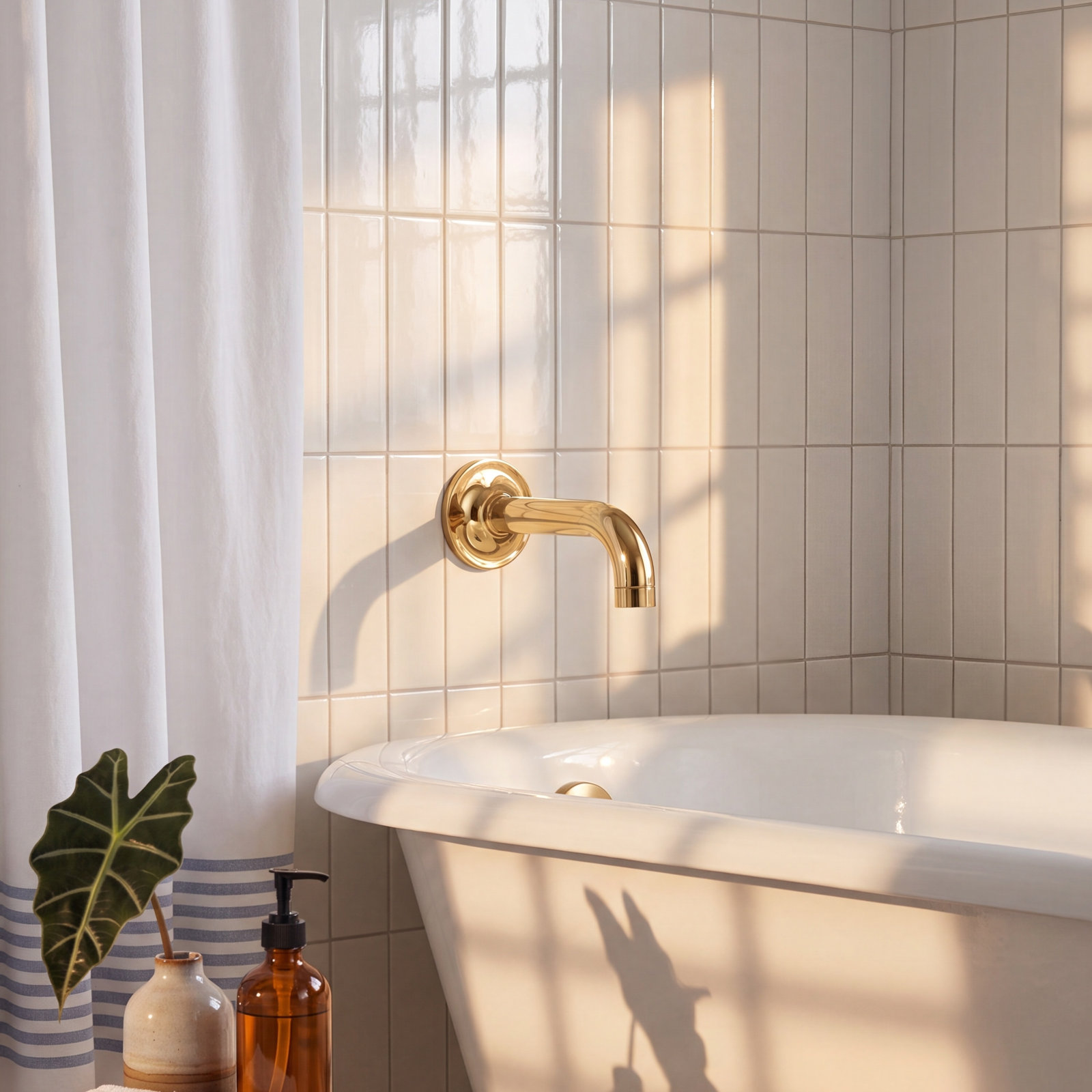 Purist Wall-Mounted Tub Spout, Vibrant French Gold