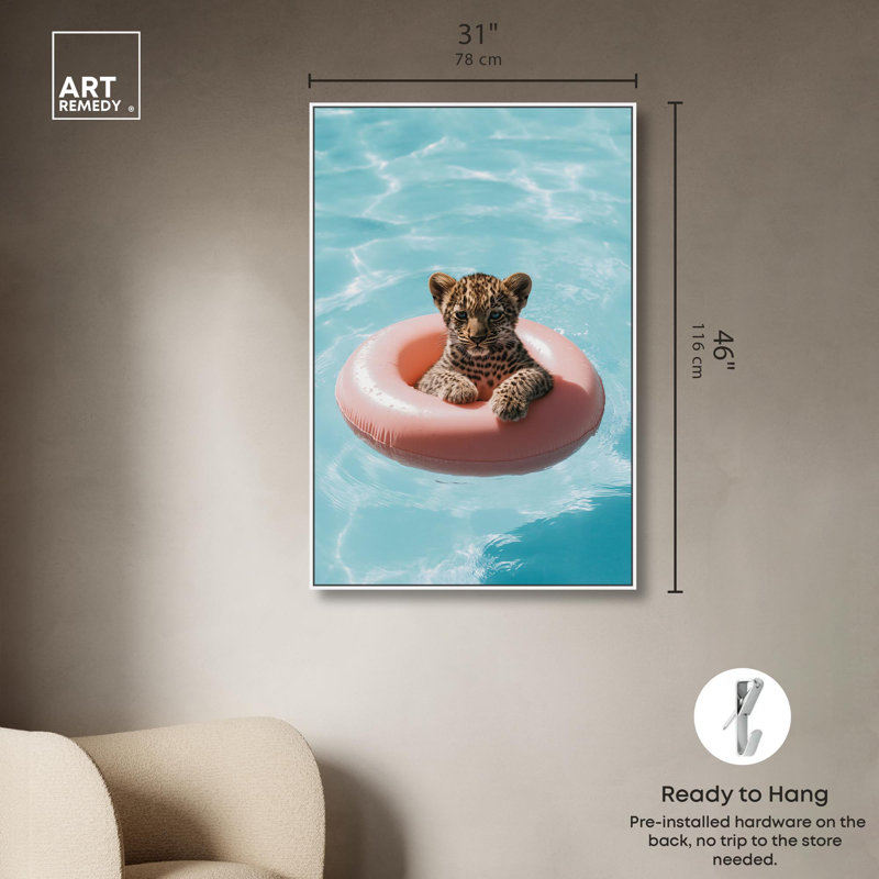 Art, art moderne, toile de tigre, H 46 po x l 31 po, Cadre flottant blanc