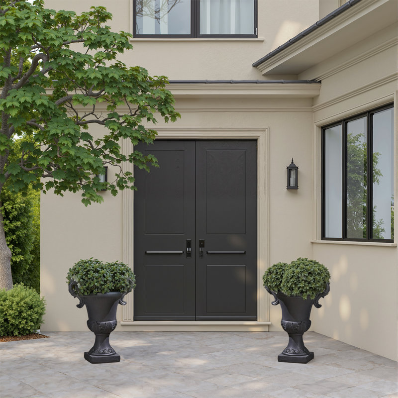 19"H Outdoor Urn Planter Garden Pot Planter Indoor Urn Filter Set of 2, Black, 2
