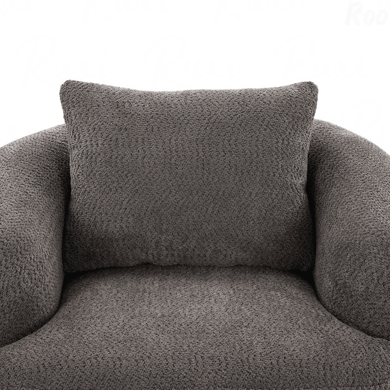Fauteuil pivotant à 360 °, canapé d'appoint 38,2 po, fauteuil pivotant rembourré en tissu avec coussin décoratif pour salon confortable, chambre à coucher, bureau