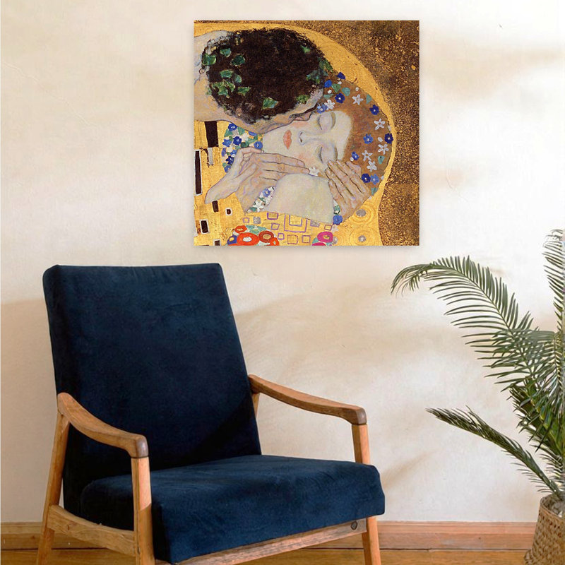 The Kiss, 1907-08 Abstract Contemporary Wall Art Print by Gustav Klimt - 1 Piece Wrapped Canvas Wall Art