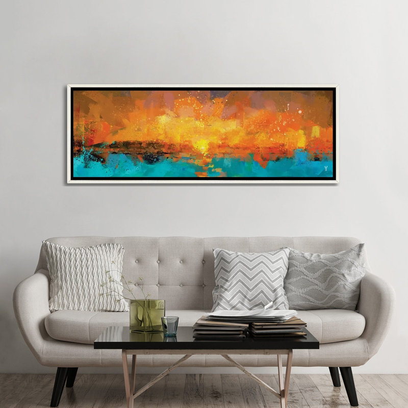 Orange Sunrise - reproduction d'art murale encadrée, H 24 po x l 72 po, Reproduction encadrée sans passe-partout