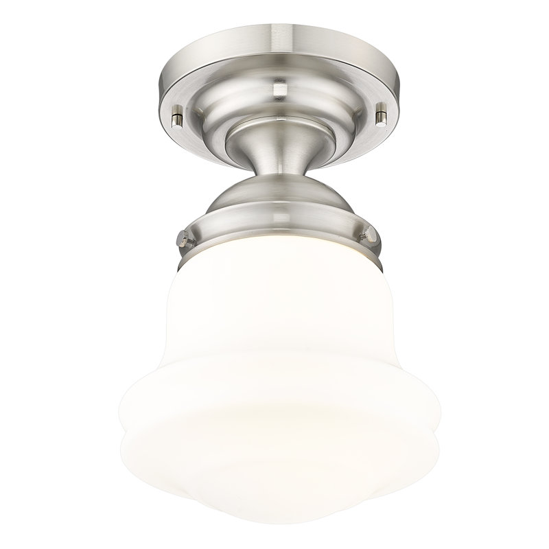 Luminaire suspendu semi-encastré en verre Neriah, H 15,75 po x l 10,5 po, Nickel brossé