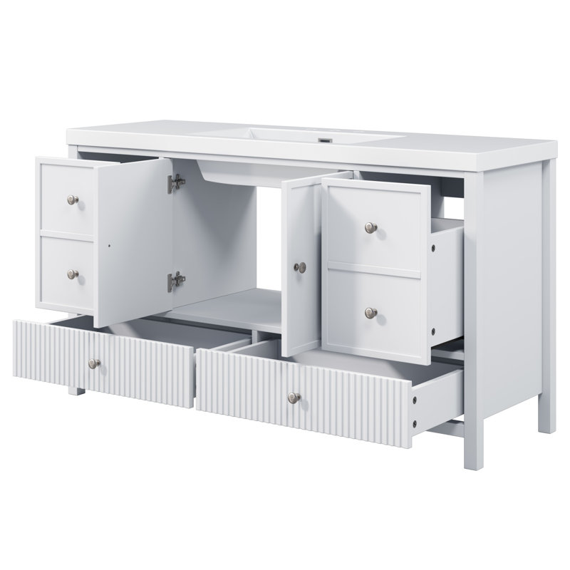 60" Single Bathroom Vanity, White/Chrome
