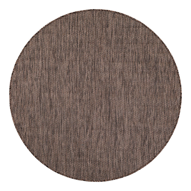 Abderus Light Brown Indoor Area Rug, Round 5'3"