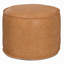 Pouf rond de 50 cm de diamètre en cuir végane camel brun vieilli
