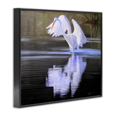 Egret with Water Ripples Framed Giclee Art by D. Rust