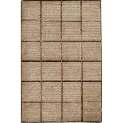 Wool Geometric Area Rug in Beige/Brown