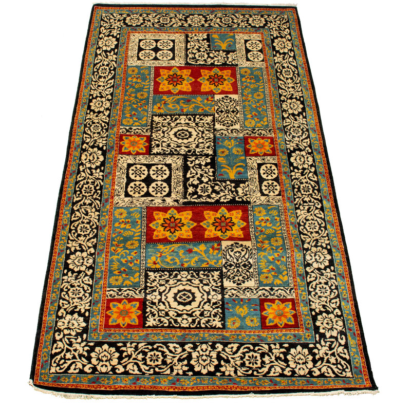 Tapis unique en laine noué à la main de style nouvel âge Lahore Fin 5 pi 2 po x 10 pi Deerdre