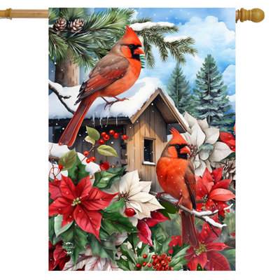 Drapeau de la maison des cardinaux et des poinsettias
