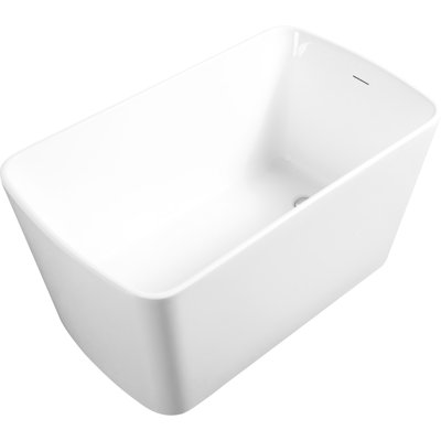 Baignoire autoportante en acrylique 49 po, trempage japonais carré, blanc brillant, ajout d'élément de salle de bain élégant