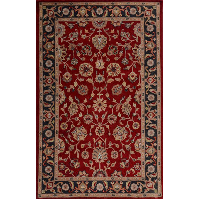 Tapis rouge / noir / beige en laine touffeté à la main Autry