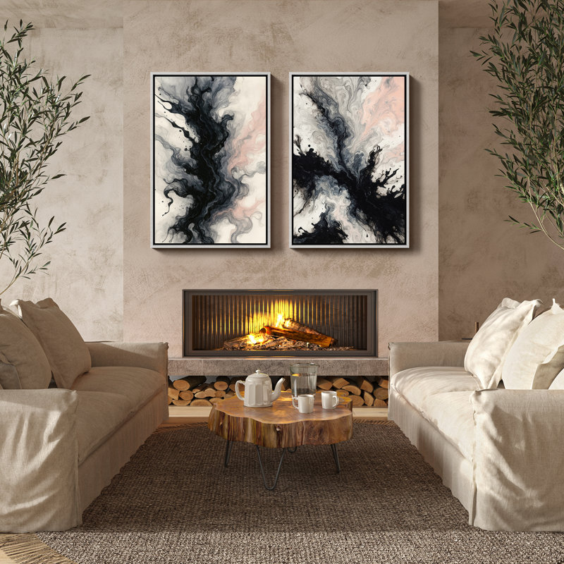 Art mural encadré abstrait rétro antique classique pour chambre à coucher, H 36 po x l 24 po, Blanc