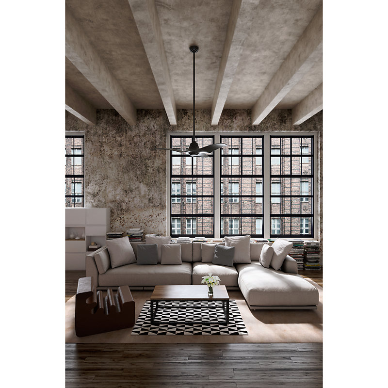 60" Stingray 3 - Blade LED Standard Ceiling Fan with Remote Control and Light Kit Included, Granite