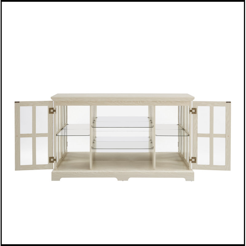 Meuble Ethridge avec 2 portes vitrées et 2 tablettes ajustables, White