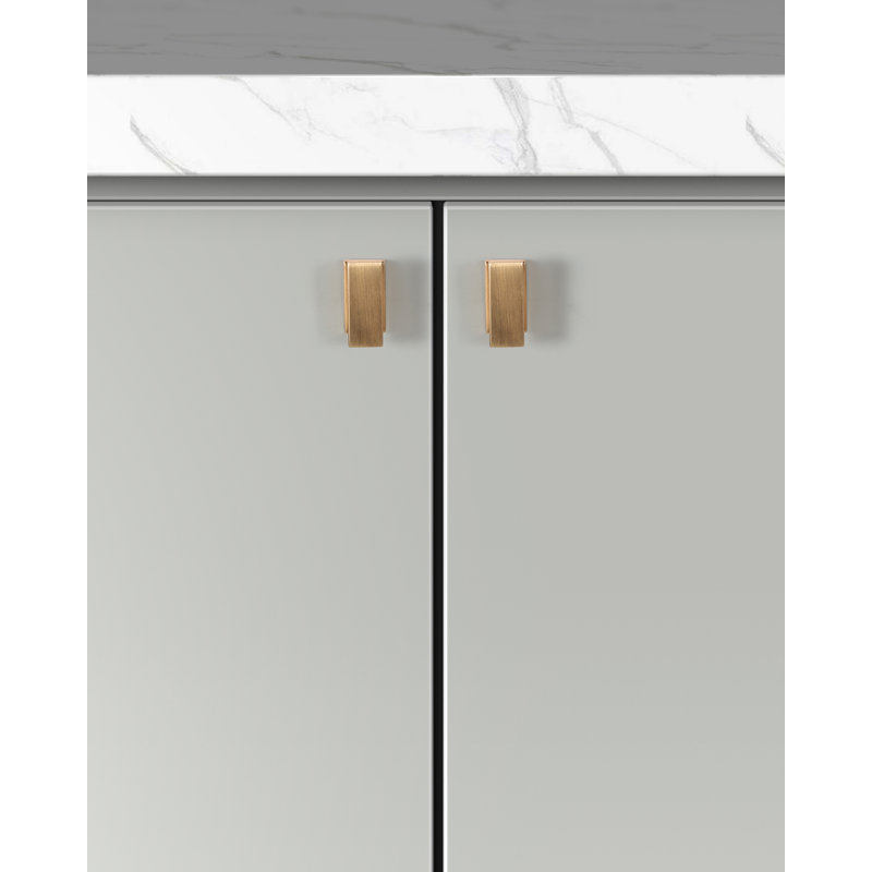 Poignée d'armoire rectangulaire moderne dorée 1 po Hexa Series (paquet de 10), Or