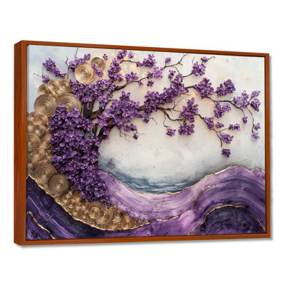 Cerisier mauve Muscanell, paysage de cristal II - art mural cerisier en fleurs pour le salon