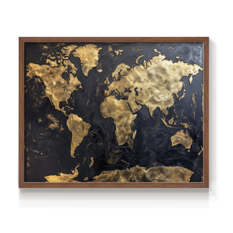 Map Series-VII -Framed Print - Restickable, 22" H x 28" W, Walnut