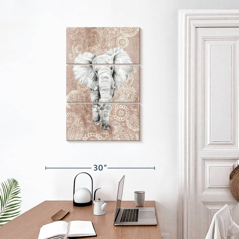 Brampt Pink Paisley Elephant, 32" H x 20" W
