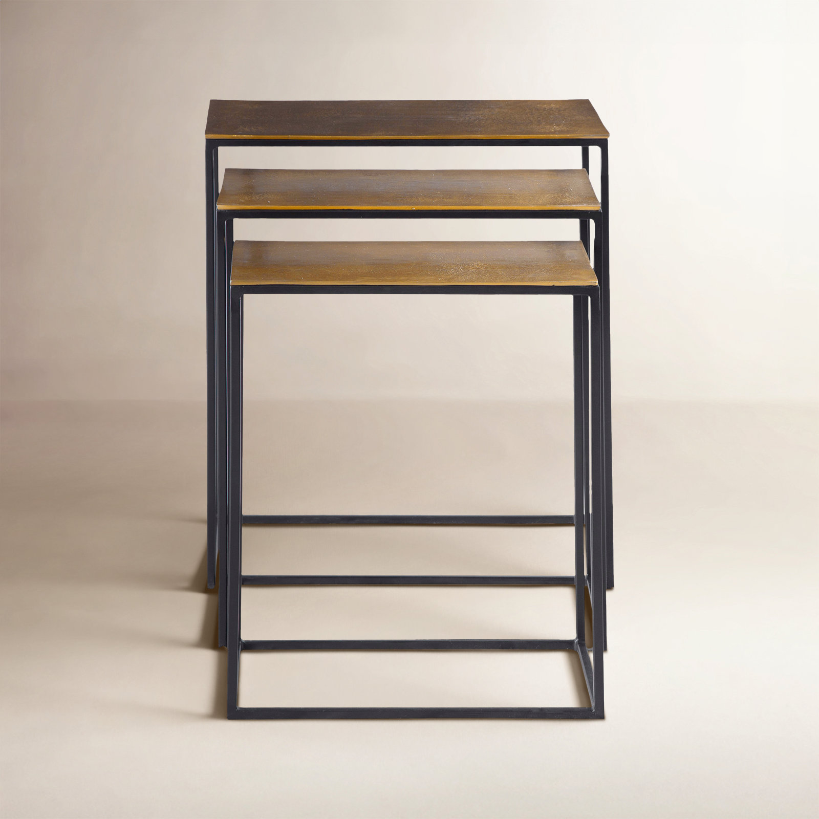 Addie 11" Nesting End Tables, Gold Top/Black Base