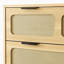 Commode 3 tiroirs, commode moderne en rotin avec tiroirs larges et poignées en métal, commode de rangement en bois de style campagnard pour chambre, salon, couloir, entrée, bureau