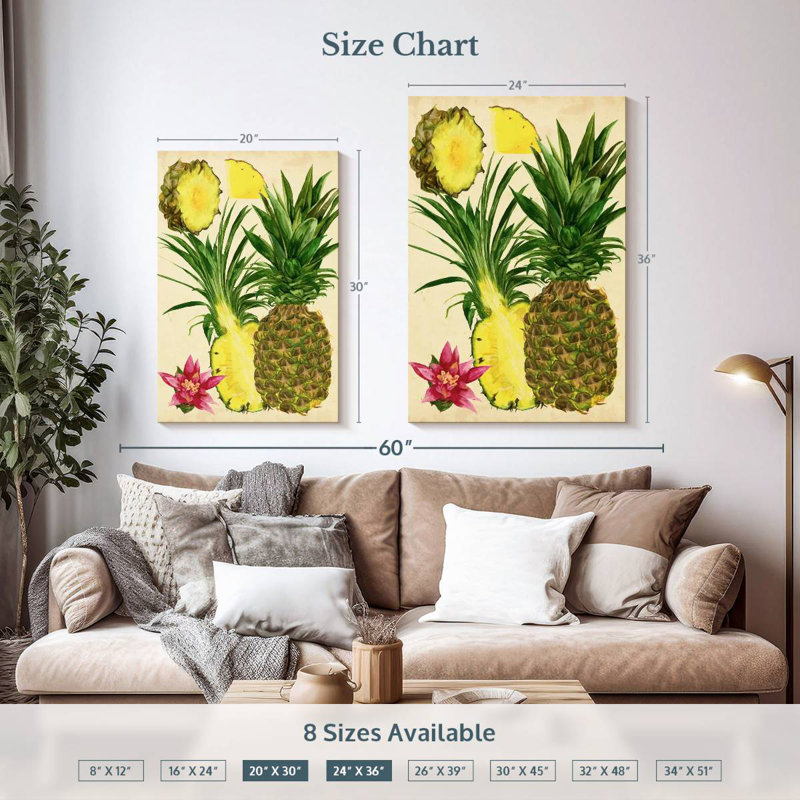 Étude d'ananas tropicaux Yarlin I, H 36 po x l 24 po