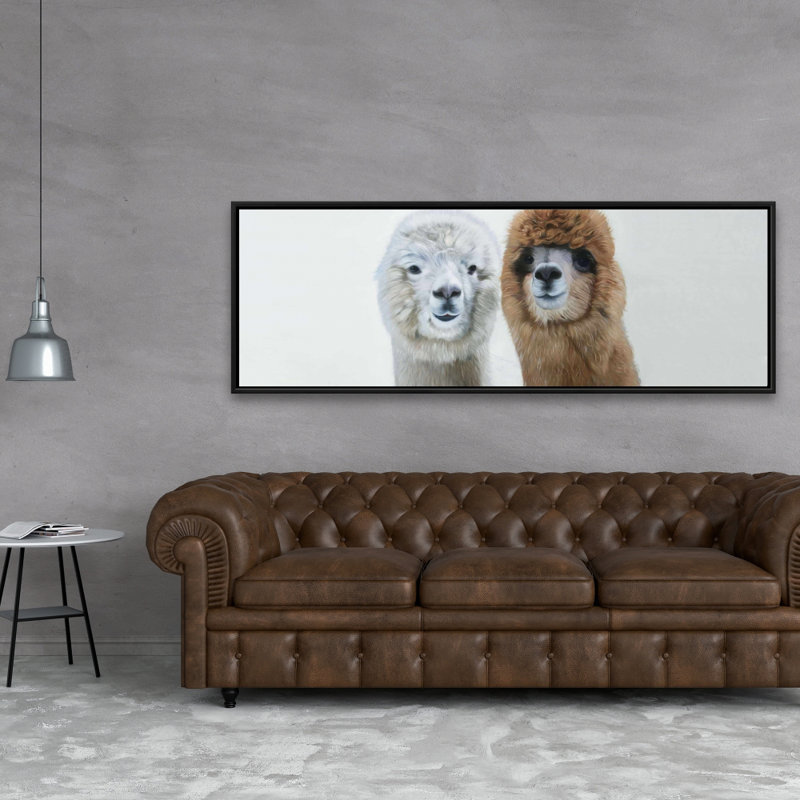 «Two Lamas» sur toile, H 20 po x l 60 po