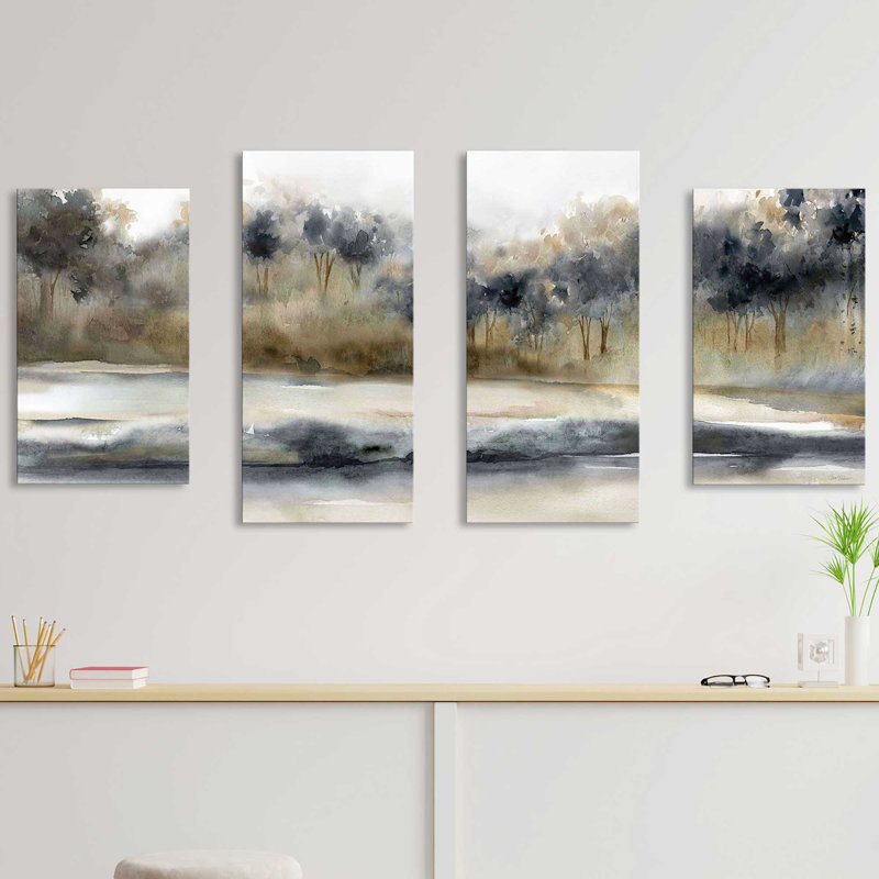 «Silent River» par Carol Robinson - reproduction d'art sur toile tendue 4 pièces, H 30 po x l 56 po x P 1 po