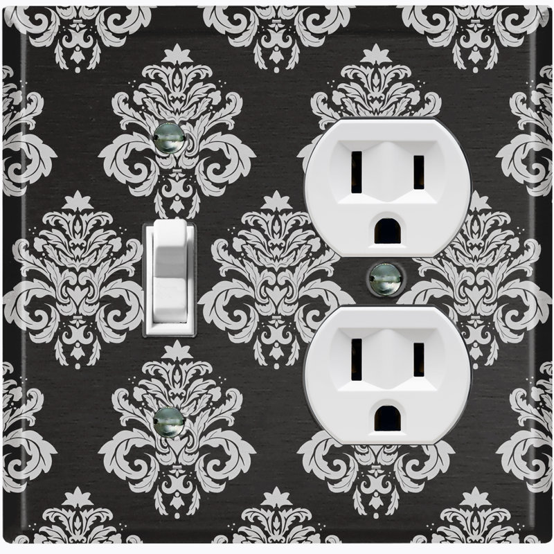 Patterned 2 - Gang Standard Combination Wall Plate, Black