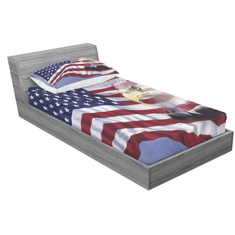 Patriotic American Flag Twin Microfiber Sheet Set