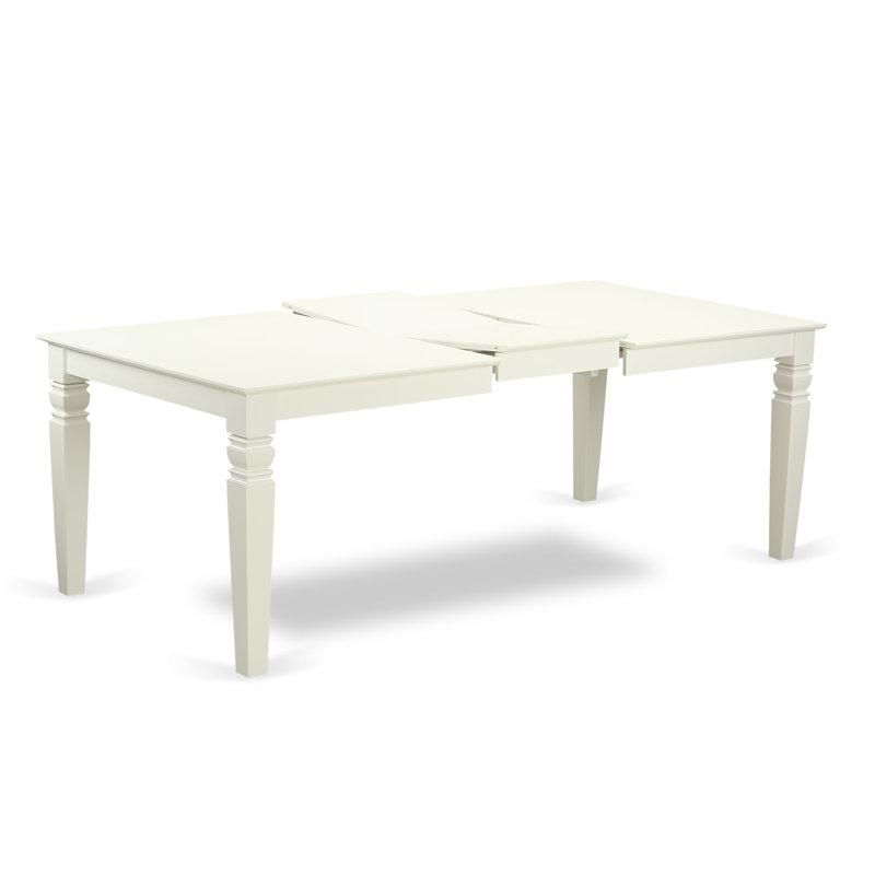 9 Piece Dining Set Includes a Rectangle Dining Room Table with Butterfly Leaf and 8 Dark Shitake Linen Fabric Upholstered Chairs, Linen White