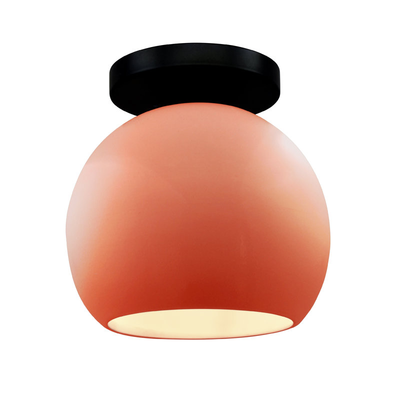 Plafonnier semi-encastré Radiance, H 9 po x l 10 po x P 10 po, Rosé brillant / laiton poli, Noir mat