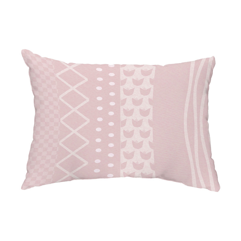 Striped Outdoor Reversible Throw Pillow, Pink