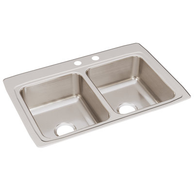 Lustertone 33" L x 22" W Double Basin Drop-In Kitchen Sink