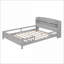Lit plateforme double en bois de pin avec lumière DEL, tête de lit avec rangement Barrière de sécurité - Gris antique pour la chambre principale